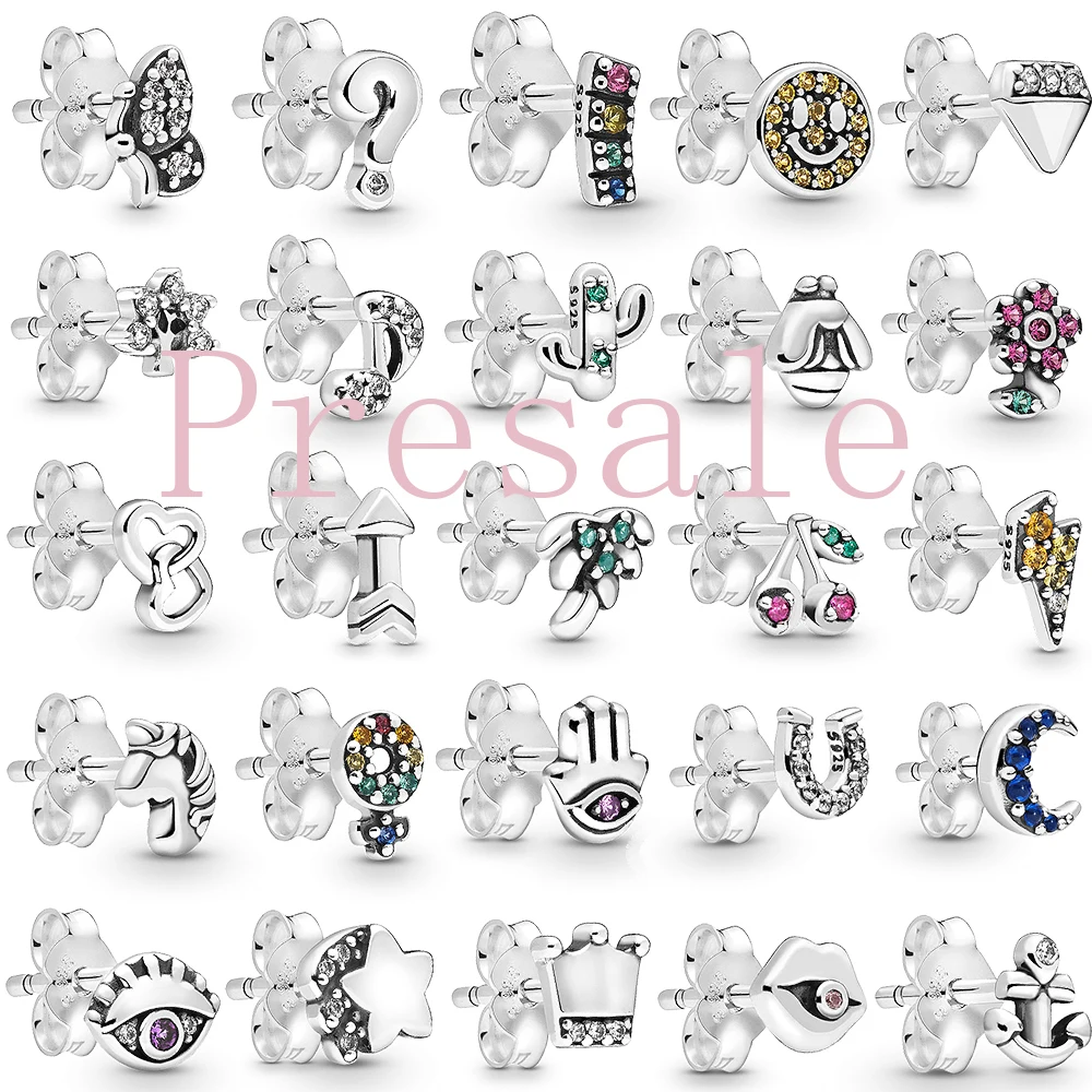 

Presale 100% 925 Sterling Silver ME Series Earring Smiley Anchor Bee Arrow Arrow Crown Meteor Unicorn Flower Moon Cherry Cactus