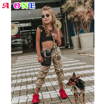 

Summer baby set girls set girls suit kids clothes casual petal sleeve t-shirt + pants 2 pcs set kids clothes 2T to 8T yrs