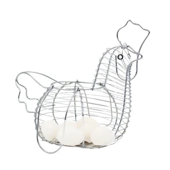 

Chicken Egg Holder Basket Figural Metal Wired Storage Rack Kitchen Accessories