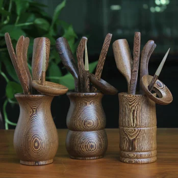 

tea accessories tea six gentleman soild wood bamboo chinese kung fu tea set tea coffee measuring scoop kitchen tool LF539