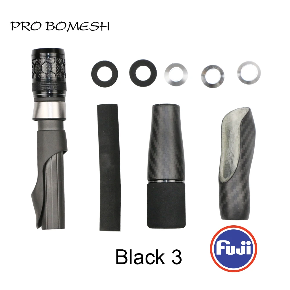 Pro Bomesh 1Set Fuji 16# VSS Reel Seat Carbon Fiber Split Grip Butt Grip  Casting Handle Kit DIY Fishing Rod Accessory