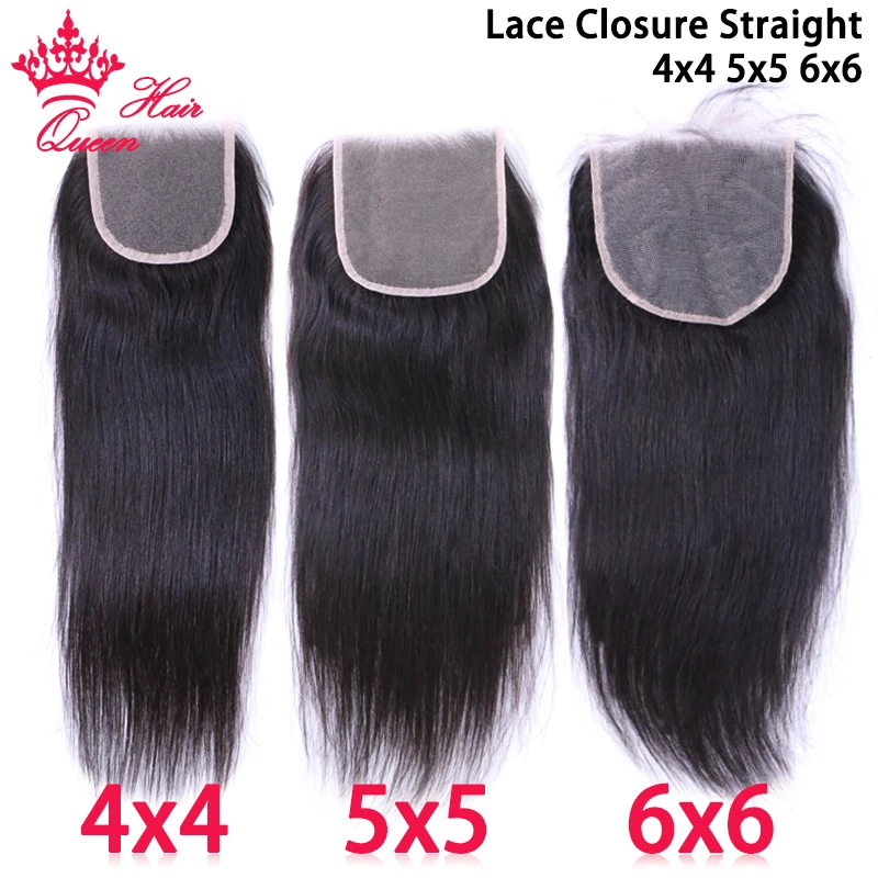 Queen Hair Official Store Transparent Lace Closure 4x4 5x5 6x6 Brazilian Virgin Straight Hair Top Swiss Lace 100% Human Hair