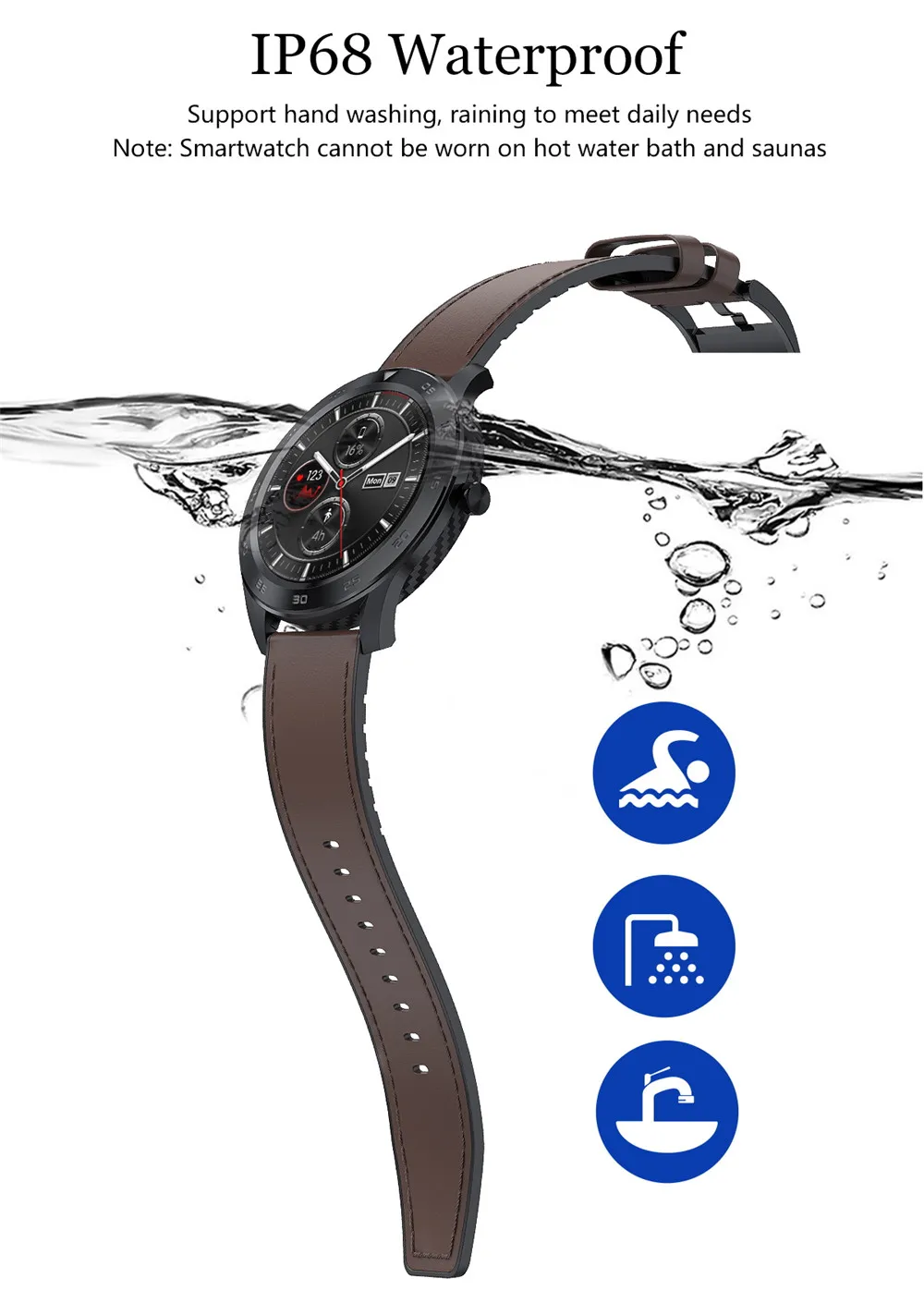 DT98 Смарт-часы IP68 Водонепроницаемый 1,3 круглый HD экран анализатор сердечного ритма ЭКГ Bluetooth звонки часы фитнес-трекер Смарт-часы