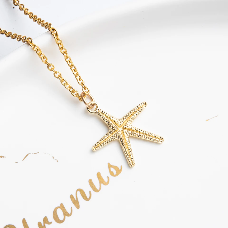 Women Necklace Cartoon Fruit Flowers Cat Sea Star Choker Necklaces&Pendants For Girls Children Gold Chain Fashion Jewelry Gifts (104)