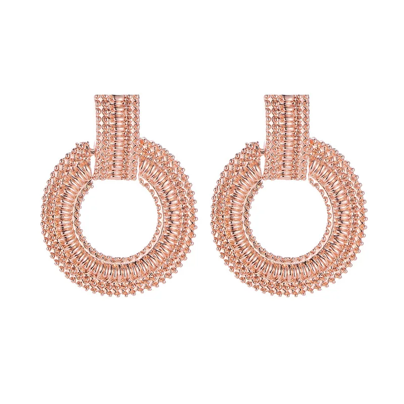 Cross-Border Hot Jewelry Euro-American Simple Temperament Geometric Ring Earrings Baitao Metal Electroplated Ring Earrings - Окраска металла: rose gold