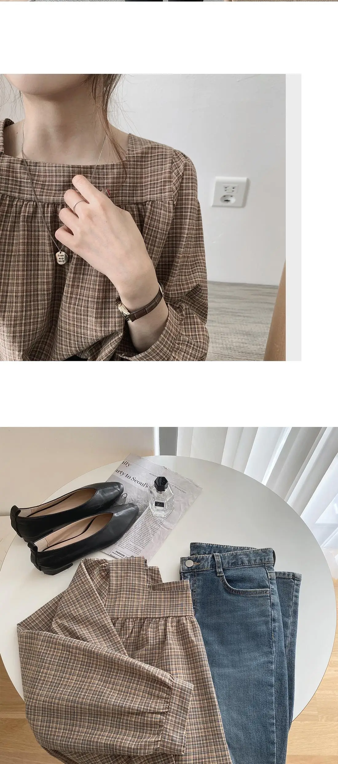 Plaid New Womens Blouses Summer Tops Femme Casual Women Shirt Long Sleeve Cotton Girls women Blouse New Blusas Solid Loose