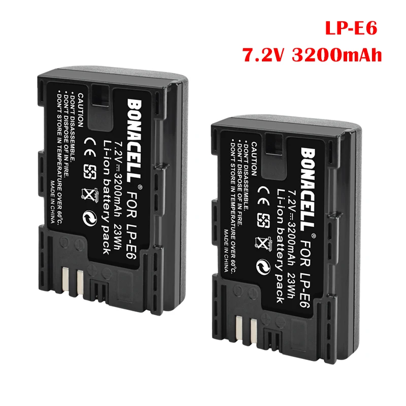 7.2V 3200Mah Lp-E6 Lp E6 Lp-E6N Batteria Batterie Per Canon 7D Mark Ii Fotocamera Per Eos 60D 70D 80D Per Eos 5D Mark Ii Iii Iv