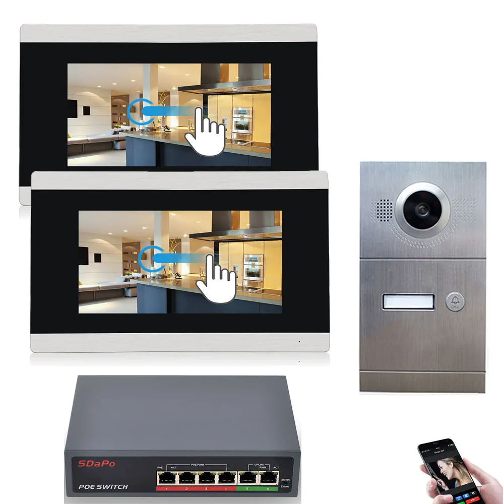 Wi Fi IP видео телефон двери домофон 7 ''сенсорный Экран Алюминий наружного блока