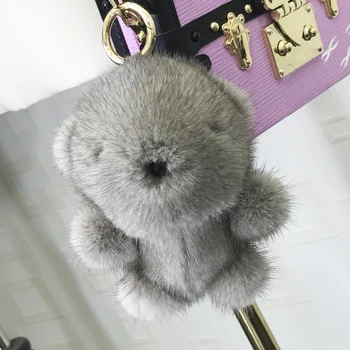 

Velvet grade mink fur happy bear doll pendant cute teddy bear fur pendant key chain car ornament