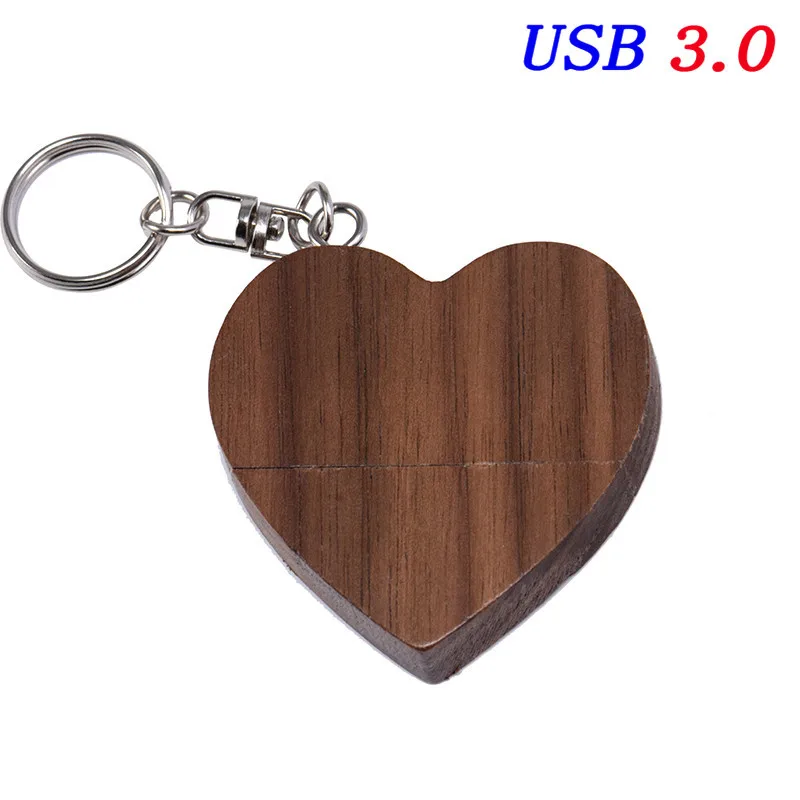 A SHANDIAN USB 3,0(более 10 шт бесплатный логотип) грецкий орех деревянное сердце+ Подарочная коробка USB флэш-накопитель USB креативный Флешка 8 ГБ 16 ГБ 32 ГБ 64 ГБ - Цвет: A