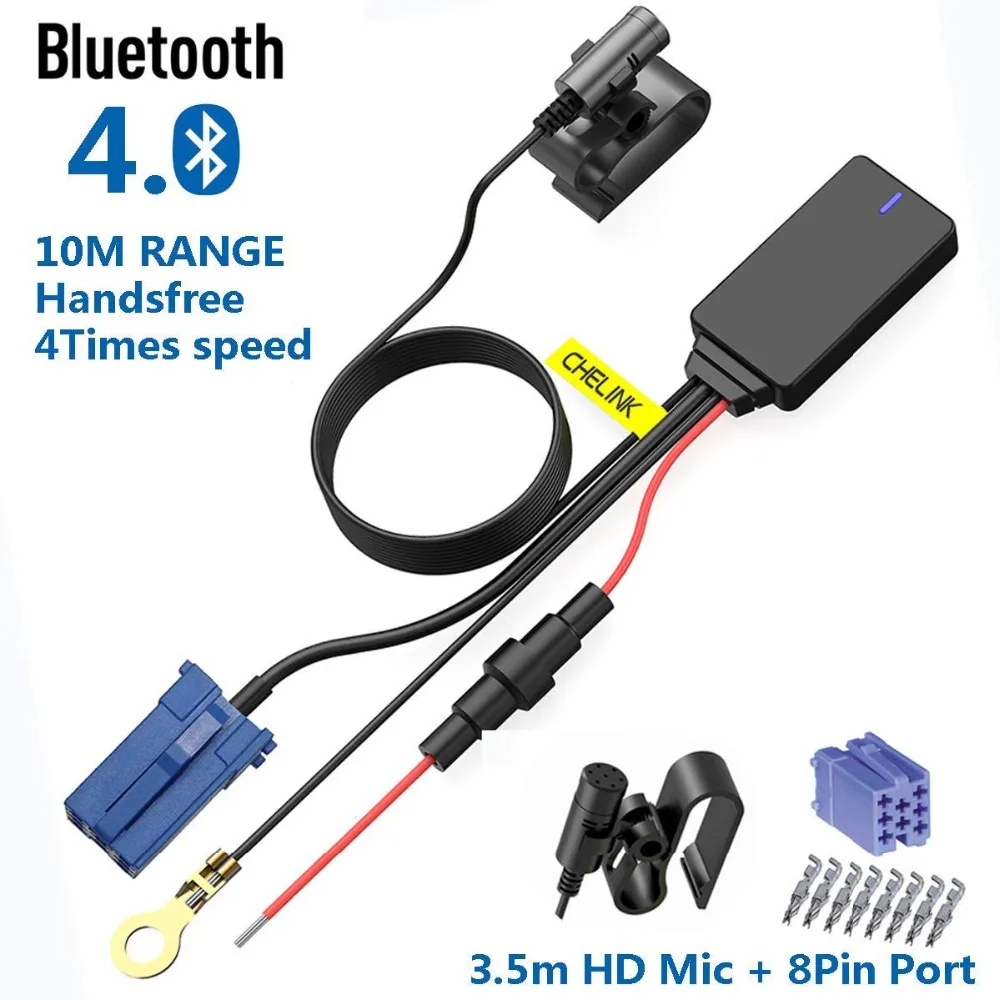 Беспроводной громкой связи Bluetooth 4,0 с разъемом подачи внешнего сигнала Aux Стерео адаптер для iphone 8 контактный разъем совместим с Skoda поло EOS Golf Passat Toura