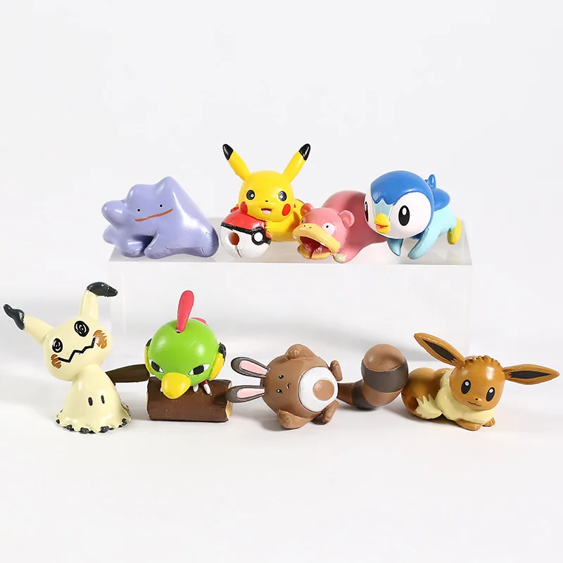 Аниме Мультяшные Монстры Mimikyu Eevee Ditto Slow Bro sarrt Piplup Natu ПВХ Фигурки игрушки куклы