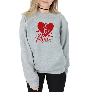

Be mine big heart graphic holiday lover funny Valentine's Day gift slogan sweatshirt cute couple pullovers hipster tops- L219