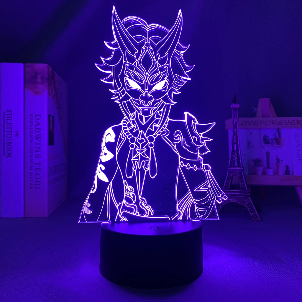 3d Led Night Light Lamp Genshin Impact Xiao Acrylic Led Lamp Game