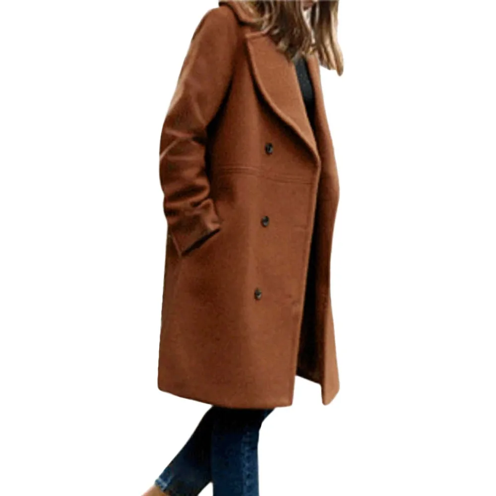 Женское модное осеннее и зимнее пальто, шерстяное пальто, женское, средней длины, новое, корейское, свободное, темпераментное, женская верхняя одежда, шерстяное пальто