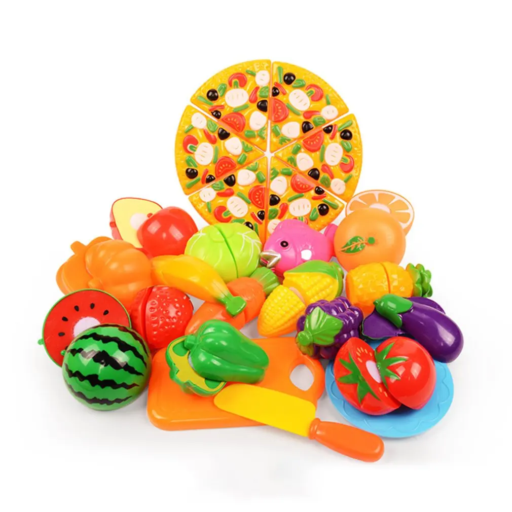 24pcs/lot Children Pretend Role Play House Toy Cutting Fruit Plastic Vegetables Food Kitchen Baby Classic Kids Educational Toys