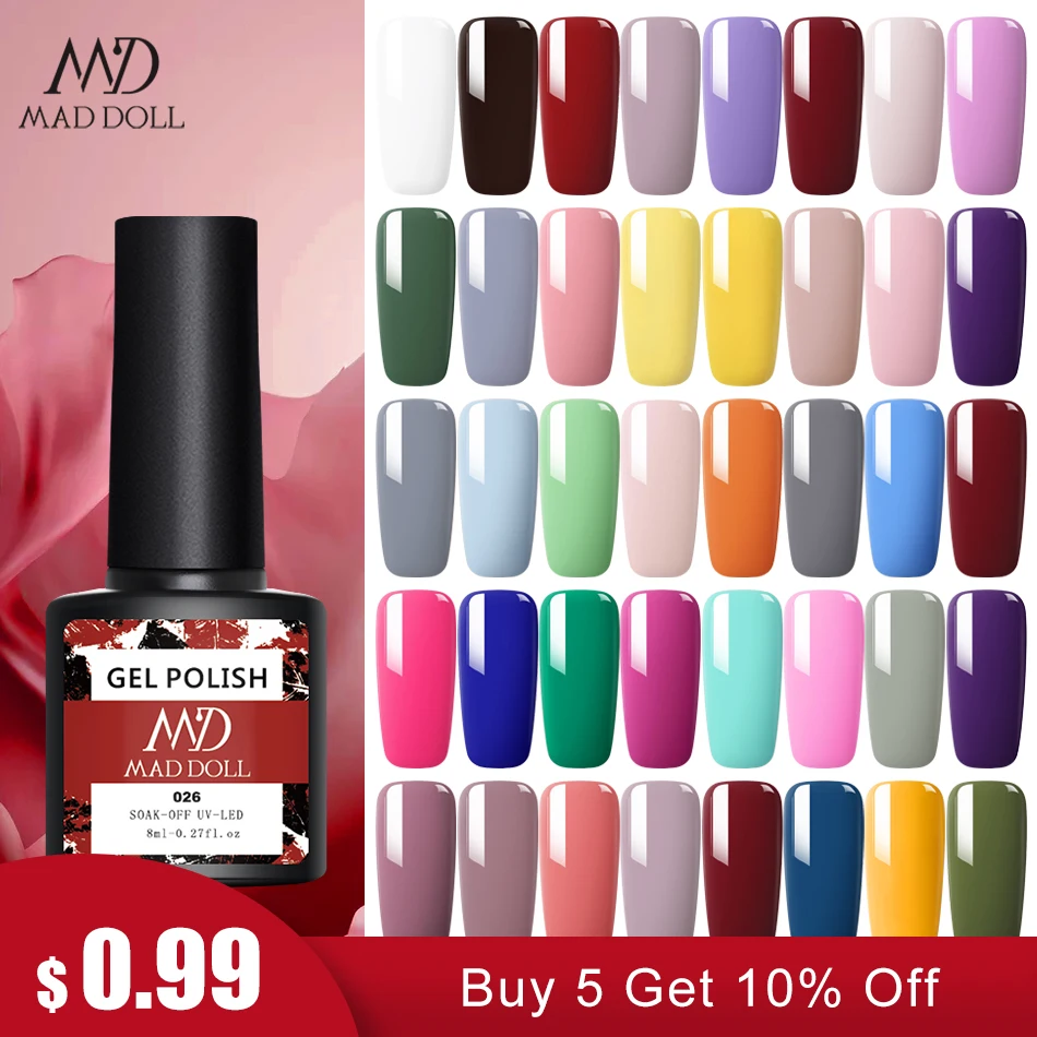 

8ml Nail Gel Polish Red Pink Gel Nail Soak Off Nail UV Gel Base Coat Top Coat UV LED Semi-Permanent Gel Varnish