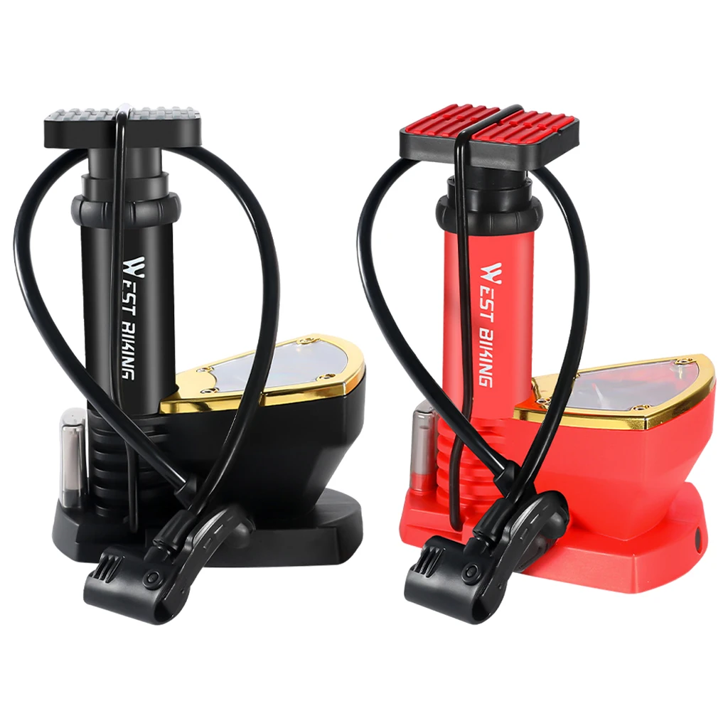 Bicycle Pump Portable Aluminum Foot Pumps MTB Cycling Air Pressure Gauge Inflator 140Psi Pedal Bike | Спорт и развлечения