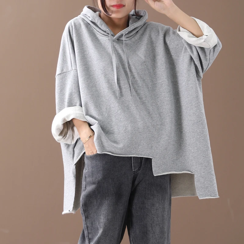 

Women Hoodies Autumn Winter Large size Loose Hooded Pullovers 2019 New irregular Tops Ladies Casual All-match Hoodies