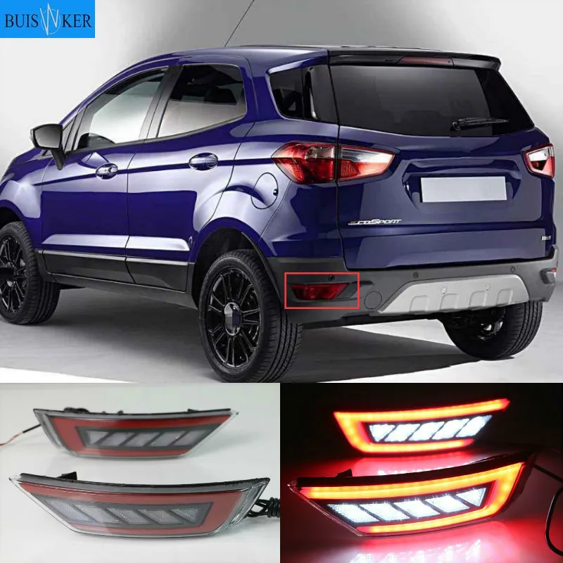 

2 шт. светодиодный для Ford Ecosport 2013 2014 2015 2016 2017 2018 2019 светодиодный задний бампер светильник противотуманный фонарь стоп-сигнал Предупреждение светильник отражатель лампы