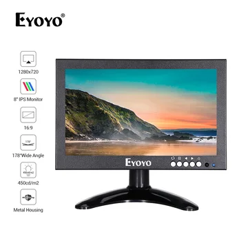 

Eyoyo 8" Small Monitor 1280X720 IPS Computer Display Screen With HDMI VGA AV BNC SPEAK for PC CCTV Camera Security Raspberry pi