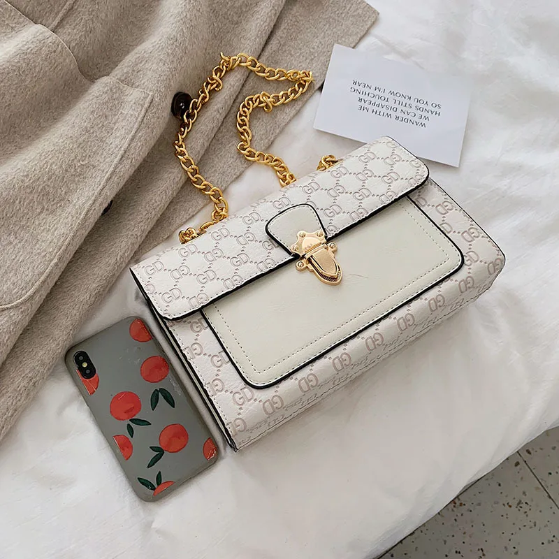 

2019 New Style Europe And America Fashion Embossed Square Sling Bag Women's Versatile Chain Single-shoulder Bag for Women Lock S