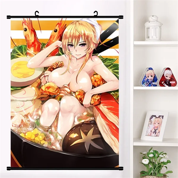 Аниме продовольственные войны! кулинарные поединки сомы Yukihira soma Megumi Косплей стены прокрутки Фреска плакат настенный висящий плакат отаку домашний декор подарки - Цвет: H