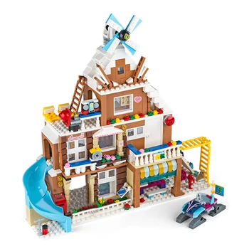 

726Pcs MOC Girl Series DIY Small Particles Villa Model with Lights Assembly Building Block Birthday Gift For Children Girls