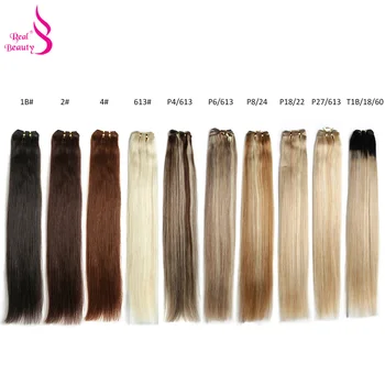 Extensioni di Capelli Umani Lisci Brasiliani Real Beauty Platinum Blond, Fasci di Capelli Remy ad Alto Rapporto, Biondo Marrone