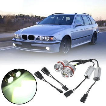 

DHBH-Headlight Bulbs,2Pcs 60W 12 LED White Angel Eyes LED Marker Ring Light Bulb for BMW E39 E53 X5 E60 E61 E63 E64 E65 E66 E83