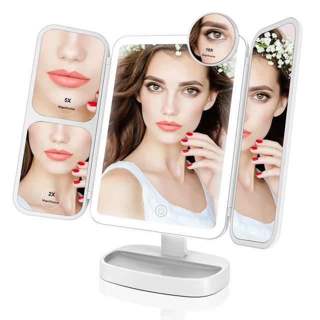 $US $27.79 Portable Lighted Makeup Mirror Vanity Magnifying Mirrors Dual Power Supply Cosmetic