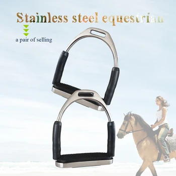 

1 Pair Anti Slip Safety Stainless Steel Outdoor Racing Durable Horse Riding Equipment Saddle Pedals Stirrups Sports Folding