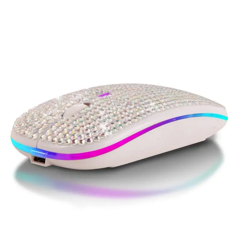 usb wireless mouse 2.4G Wireless + Bluetooth 5.0 Dual Mode Mouse Rechargeable Computer RGB Light Mause Silent Click Pink Crystal Mice For Women wireless mouse Mice