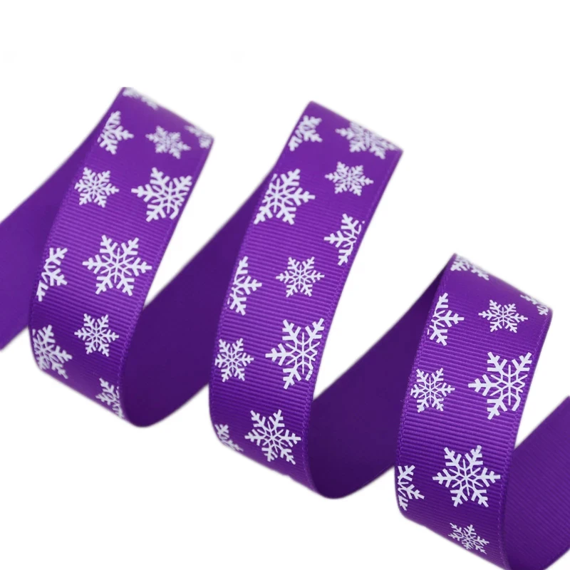 (10 meters/lot) 1" (25mm) Red printed White snowflake Grosgrain Ribbon christmas gift ribbons