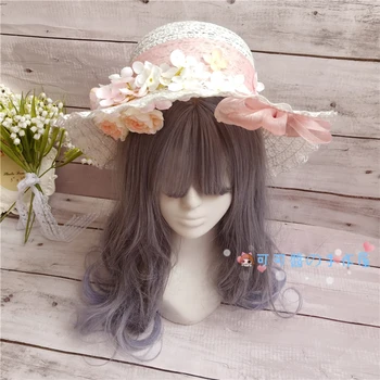 

Lolita Straw Hat Japanese Simple Wild Small Fresh Soft sister Super Big Bowknot Teenage heart Hat Accessories Fancy Cute Sunhat