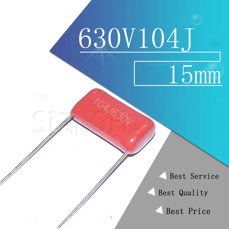 10PCS 630V104J Pitch 15mm 0.1UF 100nf 630V 104 CBB Polypropylene film capacitor | Электронные компоненты и