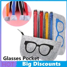 

5 Colors Eyeglasses Cases Soft Zipper Wool Felt Cloth Glasses Bag Fashion Portable Sunglass Pen Cosmetic Packet Unisex