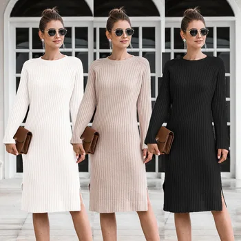 

clothing OWLPRINCESS Women's Knit Dress 2020 Winter Casual Midi Bell Sleeve Dress
