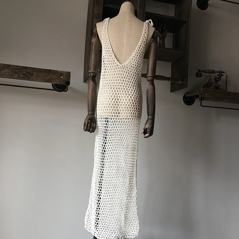 

European and American popular style hand hook beach blouse Bohemia hand knitted fishing net hollowed out Bikini skirt