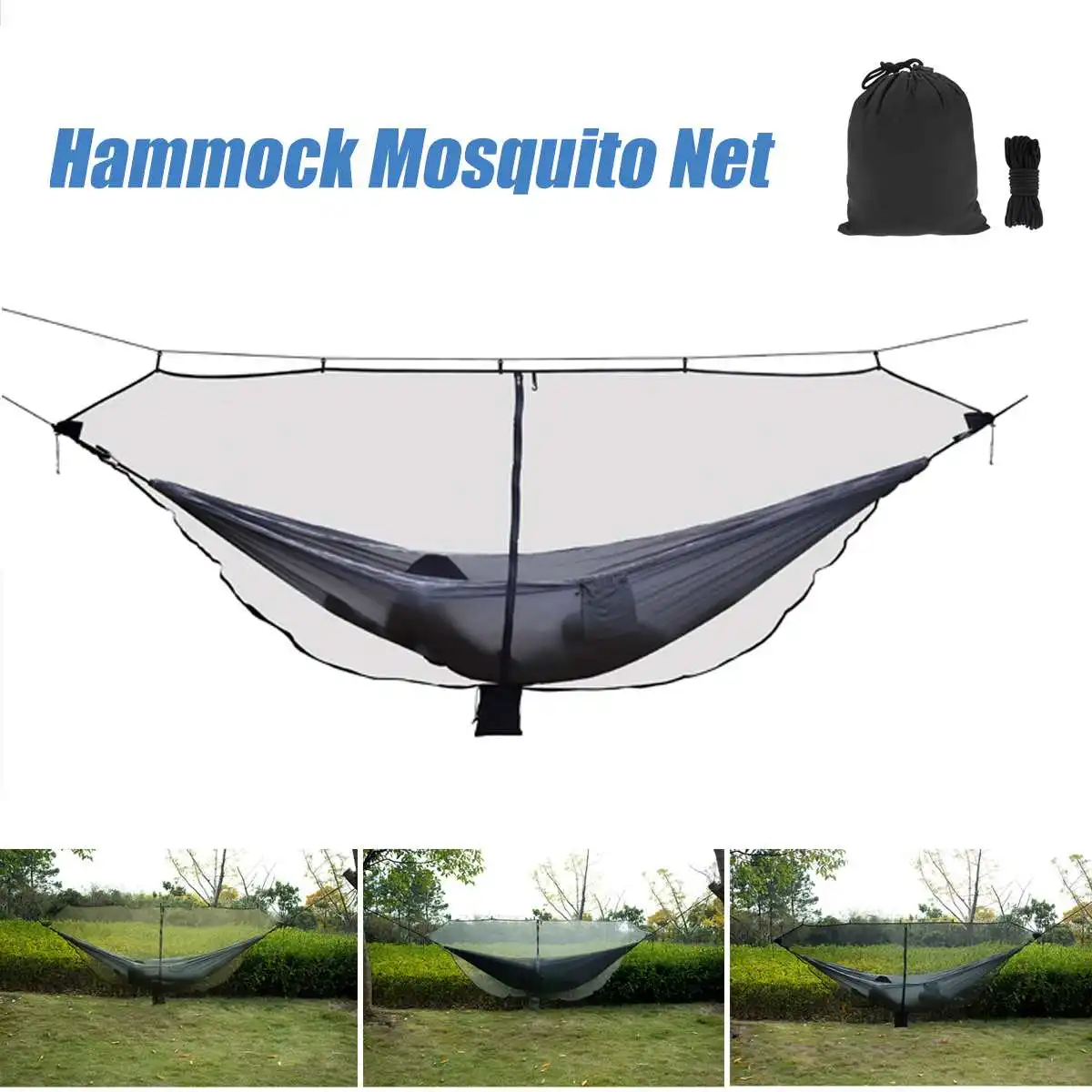 Mosquito net camping hammock outdoor hammock swing double hammock Outdoor easy setup travel portable hammock Mosquito net fabric Nylon camping double person Foldable separating mosquito bed net