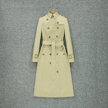 

2019 fashion autumn trench coat women's knee style British style fashion temperament high-end luxury brand coat