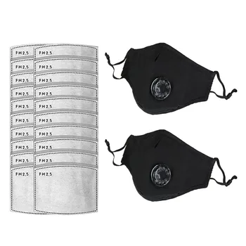 

Fashion PM2.5 Mouth Mask Washable Reusable Cotton 2pcs Face Mask Mouth Muffle with 20pcs Filters for Men Women Mascarillas