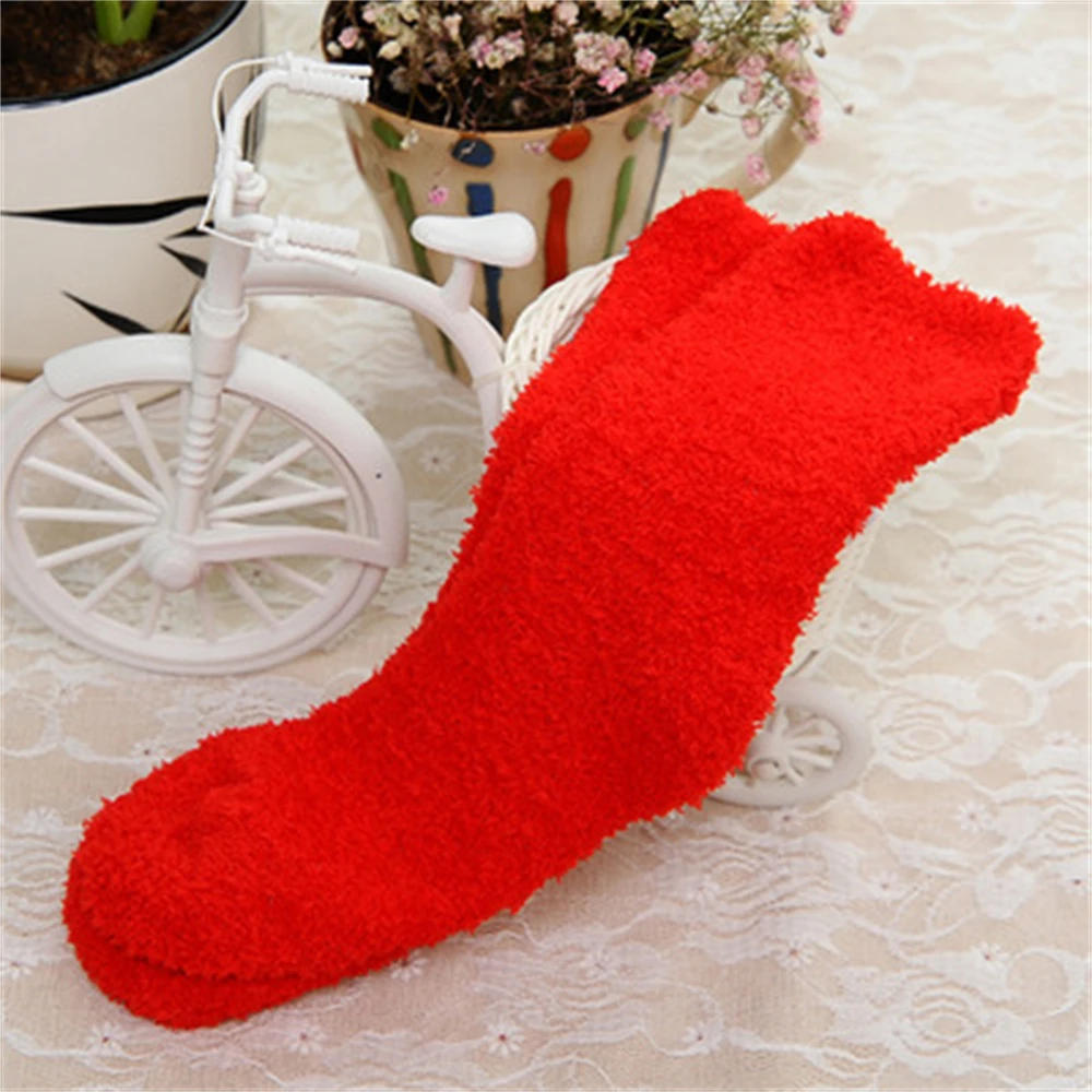 slipper socks women Winter Warm Slouch Fuzzy Slipper Socks For Women Solid Color Black White Wool Boot Sleep Thermal Socks chausson chaussette femme nike socks women