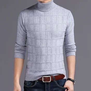 

2020 New Men's Bottoming Shirt Middle-aged Sweater Korean Casual Long-sleeved Half-high Collar Tight Sweater Pullover