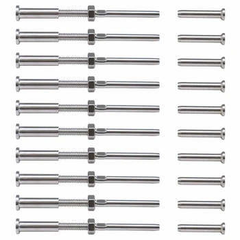 

Stemball Swage and Invisible Hex Head Threaded Stud Tension End Fitting Terminal Combination Pack for 1/8 Inch Cable Railing Kit