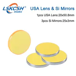 LSKCSH Бесплатная доставка 1 шт. США Co2 лазерный фокус объектива D20 FL50.8mm 3 шт. Si зеркала D25mm для Co2 лазерной резка гравировка машины