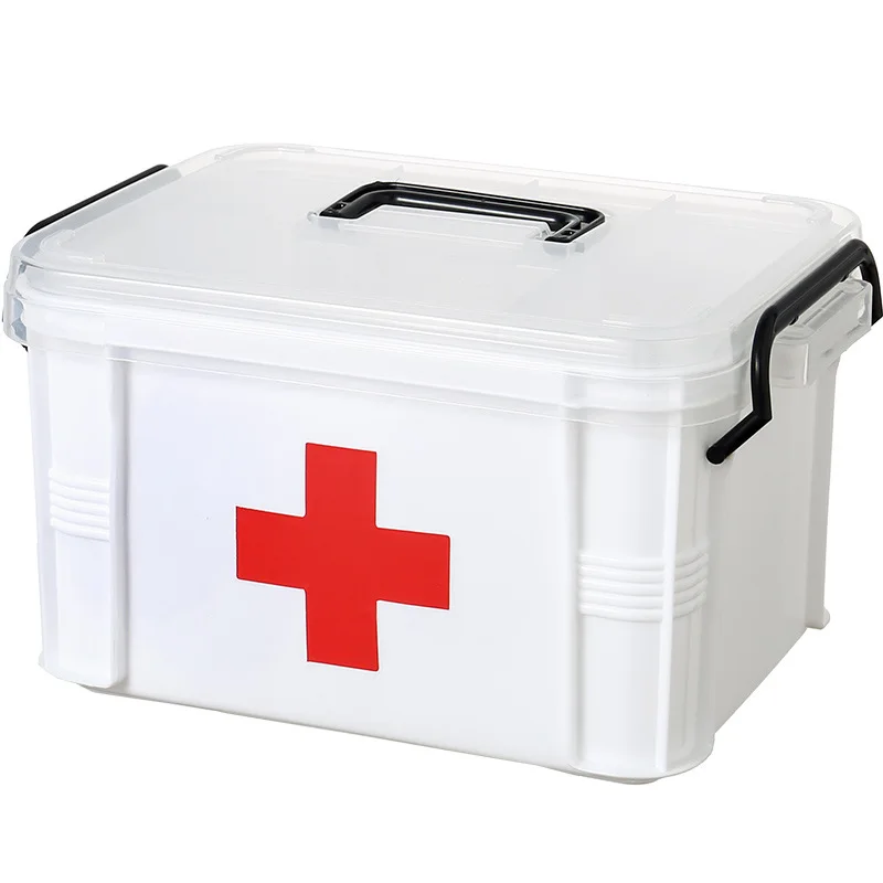 Small First Aid Kit Household Transparent Medicine Box Large Capacity Layered Lattice Medicine Storage Box Trash Home Medical