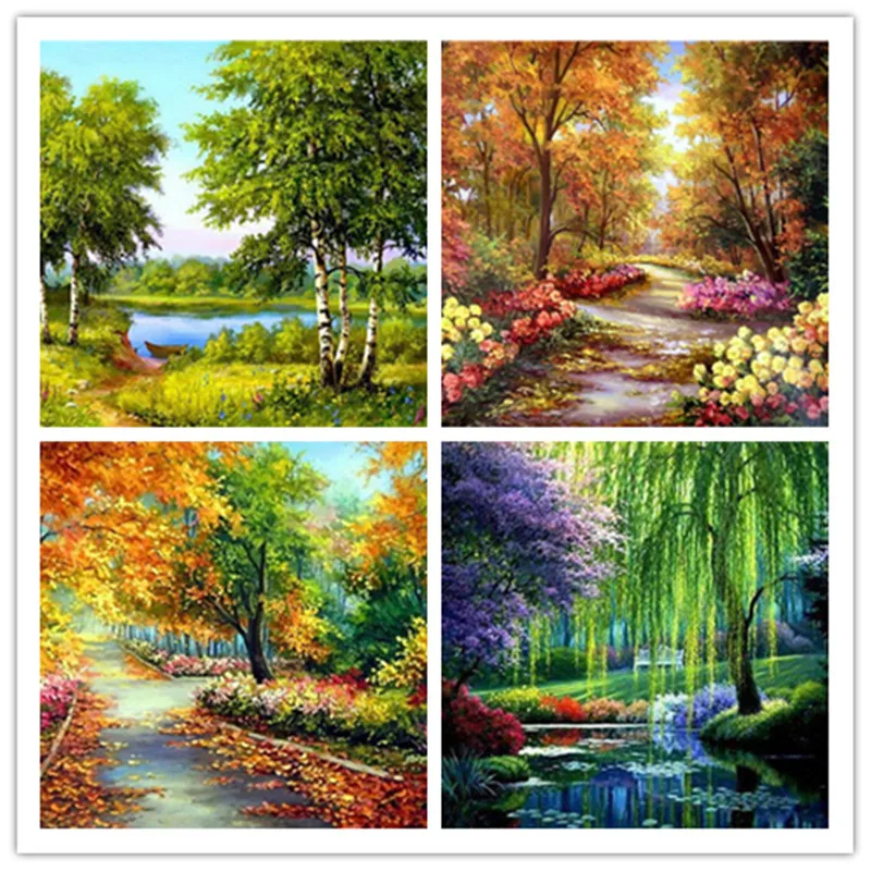 

Diamond Embroidery Natural Scenery Cross Stitch Tree Scenic Full DIY Diamond Painting Tree Diamond Wall Room Decoration