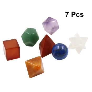 

7pcs Healing Crystal Platonic Solids Sacred Geometry Set with Merkaba Star Carved Chakra Stone for Meditation Therapy Healing