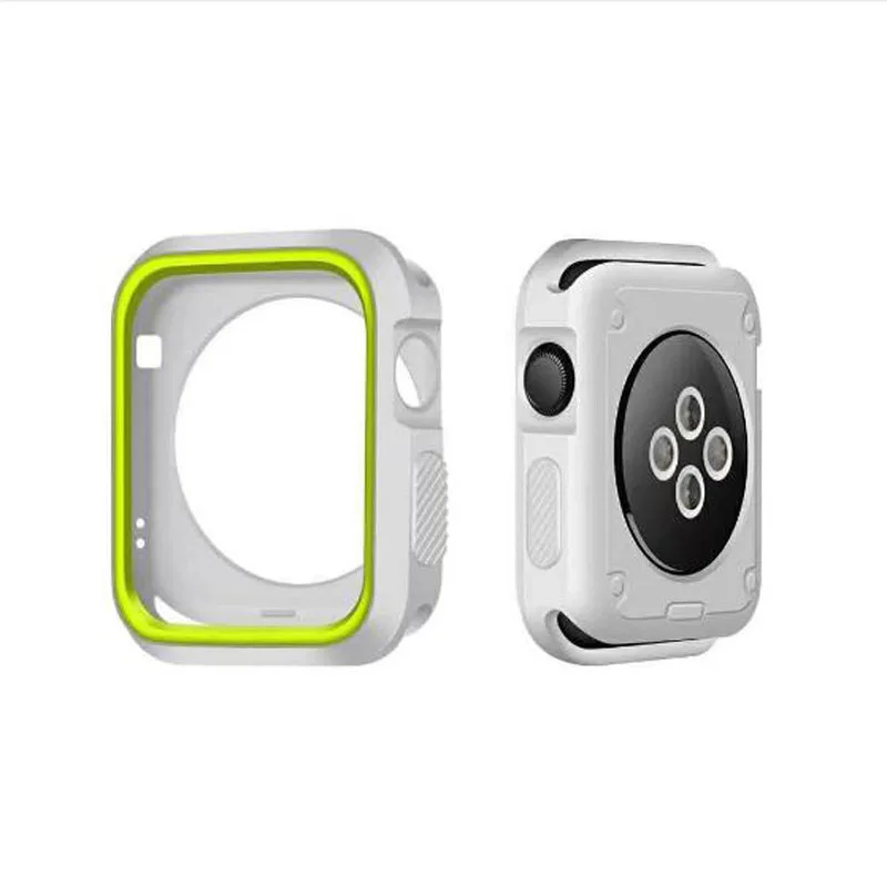Silver yellow Для чехол для часов Apple Watch Series 4 44 мм 40 мм чехол для наручных часов iWatch 1/2/3 38 мм 42 мм часы аксессуары мягкий силиконовый защитный чехол - Цвет: Silver yellow